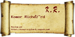 Komor Richárd névjegykártya